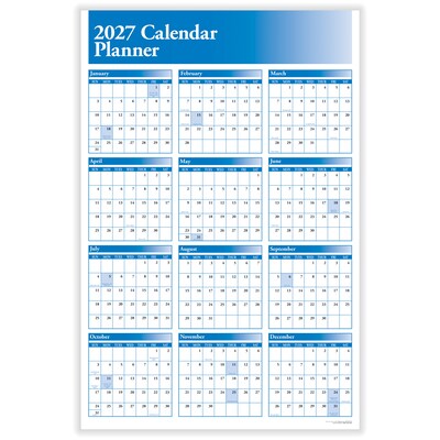 2027 ComplyRight 36 x 24 Yearly Dry Erase Wall Calendar, Reversible, Blue (J0056BL)
