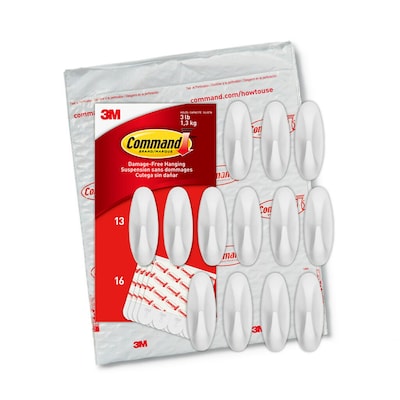 Command Medium Designer Hooks, White, 13 Hooks/Pack (17081-13N)