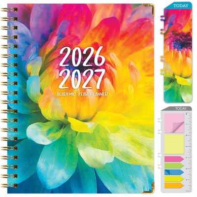 2026-2027 Excello Brands 8.5 x 11 Academic Weekly & Monthly Planner, Paperboard Cover, Rainbow Petals (FSHN-AY26-8511-41)