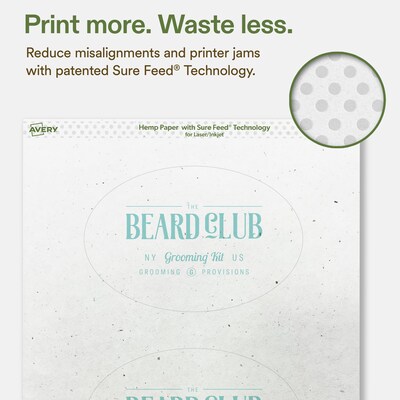 Avery Hemp Oval Laser/Inkjet Multipurpose Labels, 4" x 6", Off-White (160/Box)