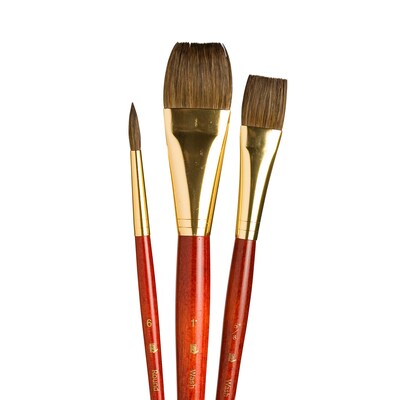 Princeton RealValue Mixed Media Natural Camel Variety Brush Set, Red, 3/Set, 3 Sets/Bundle (PBXPR9122-3)