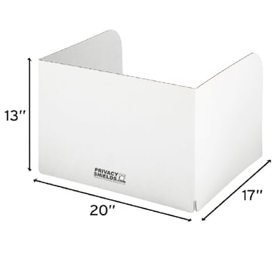 Classroom Products Foldable Cardboard Freestanding Privacy Shield, 13"H x 20"W, White, 30/Box (VB1330 WH)