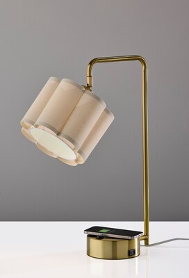 Adesso Dover Supercharger Incandescent Desk Lamp, 22.25"H, Antique Brass/Off-White (2616-21)