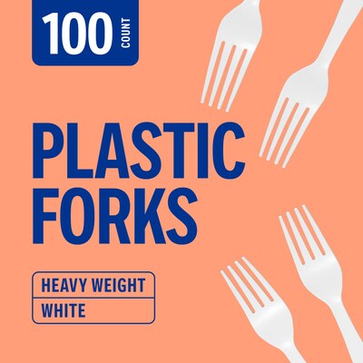 Perk™ Plastic Fork, Heavy-Weight, White, 100/Pack (PK56391)