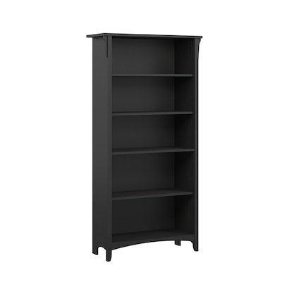 Bush Furniture Salinas 63H 5-Shelf Bookcase with Adjustable Shelves, Vintage Black Laminated Wood (SAB132VB-03)