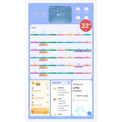Cozyla Digital Family 32 4K Calendar+ Gen2, White, White (CD-8V543F0)