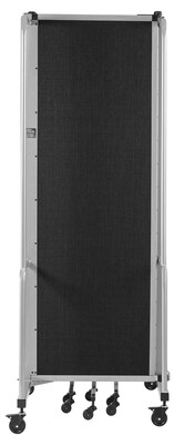 National Public Seating Robo Series 5-Panel Folding Mobile Room Divider, 72"H x 118"W, Black Fabric (RDG6-5PT10)