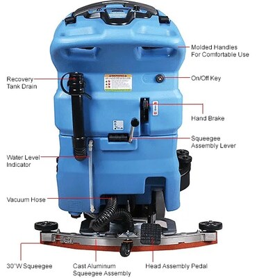 Global Industrial Auto Floor Scrubber w/ Traction Drive, 26" Cleaning Path (641265)