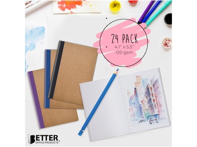 Better Office Customizable Notebook, 4.13" x 5.5", 24 Sheets, Kraft, 24/Pack (25040-24PK)