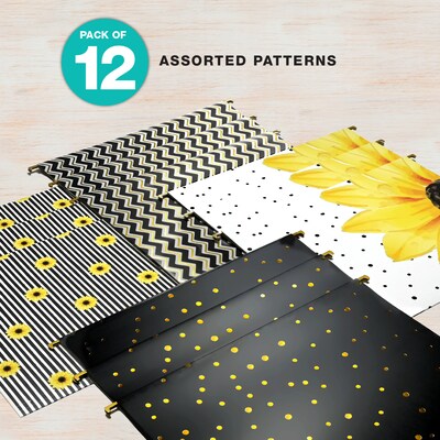 Global Printed Products Heavy Duty Hanging File Folder, 1" Expansion, Straight-Cut, Letter Size, Sunflower, 12/Pack (GPP-0102-D)