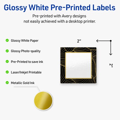 Avery Laser/Inkjet Square Multipurpose Labels, 2 x 2, White, 120/Pack (S00-ETE)