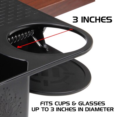 Enhance Clip On Desk Cup Holder with Storage, Black (ENUNCSM100BKWS)