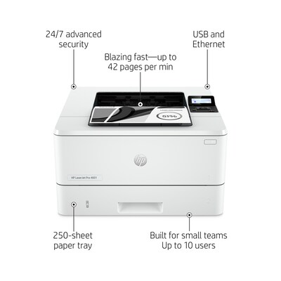 HP LaserJet Pro 4001n Black & White Printer (2Z599F#BGJ)