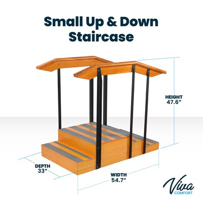 Viva Comfort Physical Therapy Non-slip Staircase with Safety Handles, 500 lbs. Capacity, Natural Wood (ADI906-01-MK)