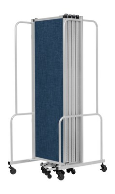 National Public Seating Robo Series 9-Panel Folding Mobile Room Divider, 72"H x 210"W, Blue Fabric (RDG6-9PT04)