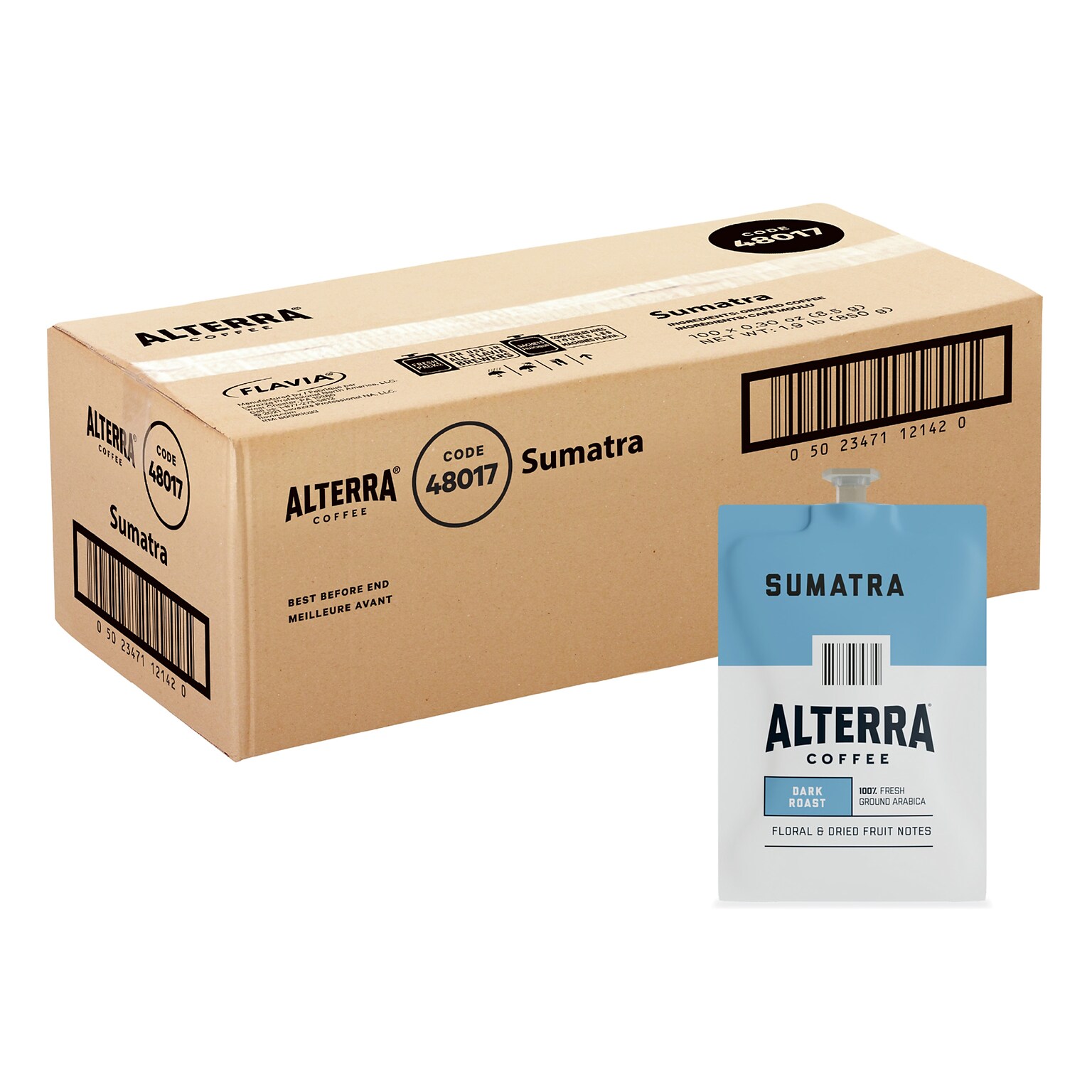 Alterra Sumatra Coffee Flavia Pods, Dark Roast, 100/Carton (MDRA194)