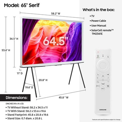 Samsung The Serif LS01D 65” Smart QLED 4K UHD TV (QN65LS01DAFXZA)