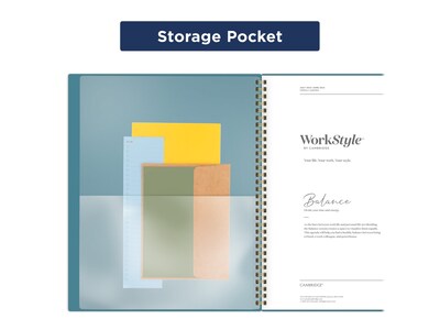 2023-2024 Cambridge WorkStyle Balance 8.5" x 11" Academic Weekly & Monthly Planner, Plastic Cover, Teal/Gold (1606-905A-12-24)
