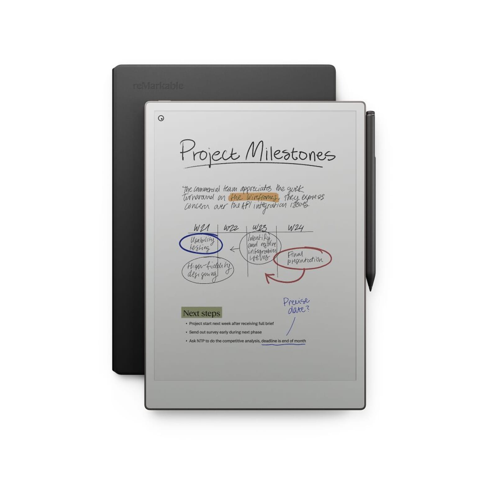 reMarkable Paper Pro 11.8 Tablet, WiFi, Linux, with Marker Plus & Black Leather BookFolio, Gray (RM83C-1005NW)