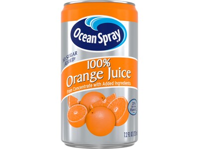 Ocean Spray 100% Orange Juice, No Sugar Added, 7.2 fl. oz., 24 Cans/Carton (2219)