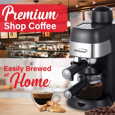 Brentwood 4-Cups Coffee & Espresso Machine, Black (BTWGA134BK)