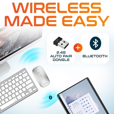 Delton N35 Mini Wireless Keyboard and Optical Mouse Combo, Silver/White (DKMKITMIN35-WW)