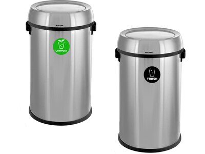 Alpine Industries Stainless Steel Indoor Compost and Trash Can with Swivel Lid, 34 Gallon, Silver, 2