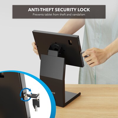 Mount-It! Adjustable Anti-Theft Tablet Kiosk with Printer Shelf, Black (MI-3883B_G10)