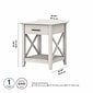 Bush Furniture Key West 20" x 20" End Table, Linen White Oak (KWT120LW-03)