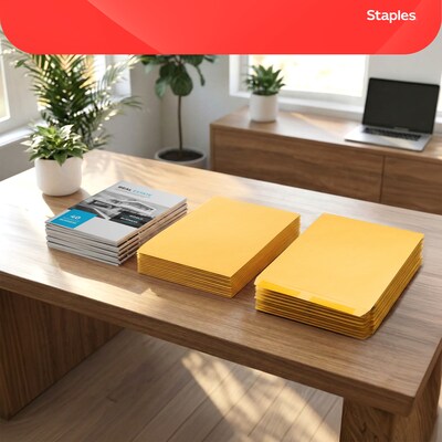 Staples Gummed Kraft Catalog Envelopes, 12" x 15.5", Brown, 100/Box (SPL534784)