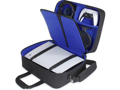 USA Gear S Series S23 Console Travel Bag for PlayStation 5, Black/Blue (GRSLS23110BLWS)