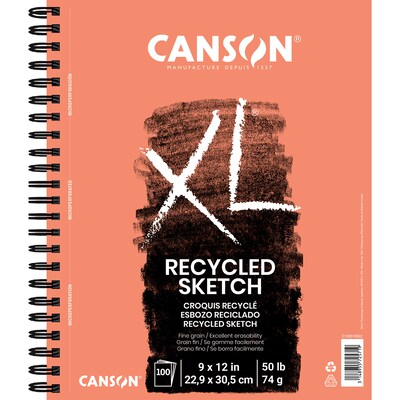 Canson XL Series 9 x 12 Wire Bound Sketch Pad, 100 Sheets/Pad, 2/Bundle (MCXC100510922-2)