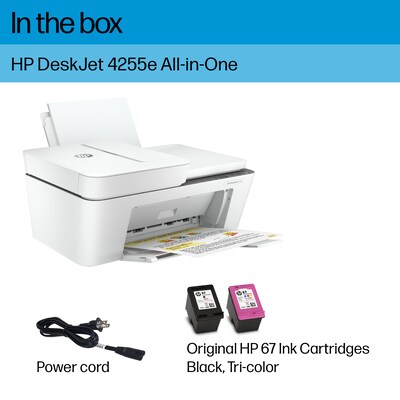 HP DeskJet 4255e Wireless All-in-One Color Inkjet Printer, Scanner, Copier, Best for Home, 3 Months of Ink Included (588S6A)