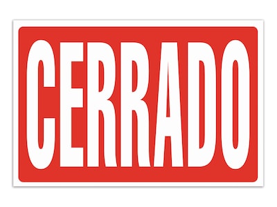 Cosco Abierto/Cerrado Sign, Red/White Plastic, 8" x 12" (098252)