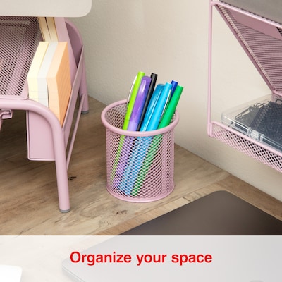 Staples Metal Mesh Pen Cup, Dusty Pink (ST63817)