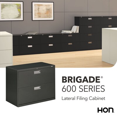 HON Brigade 600 Series Lateral File Cabinet, A4/Legal/Letter, 2-Drawer, Charcoal, 36"W