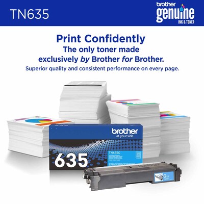 Brother TN635 Standard Yield Cyan Toner Cartridge, Prints Up to 1,800 Pages (TN635C)