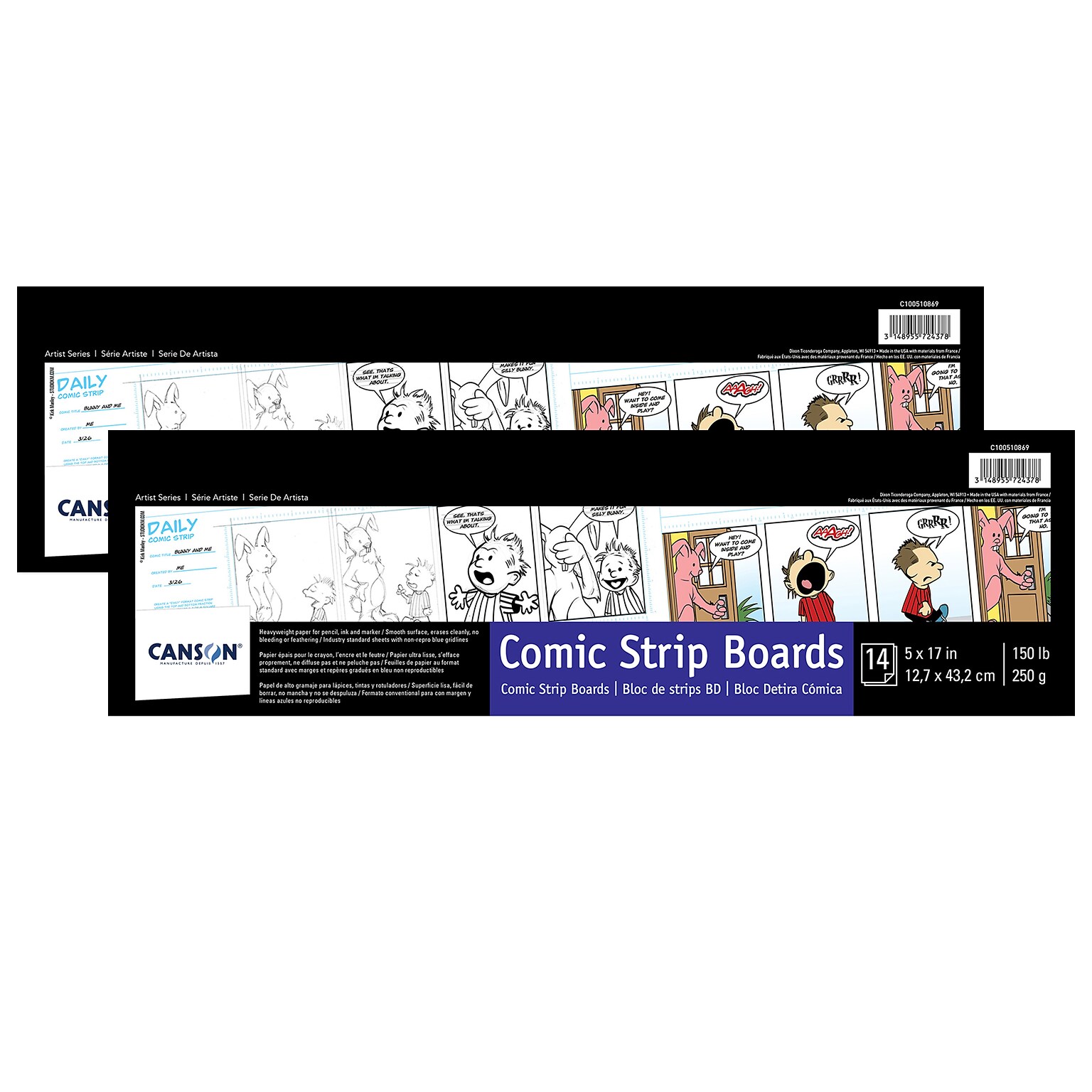 Canson Artist Series 5 x 17 Comic Strip Drawing Sketch Pad, 14 Sheets/Pad, 2/Bundle (MCXC100510869-2)