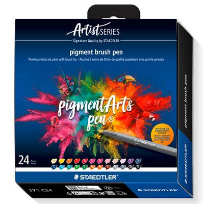 Staedtler Pigment Arts Multi Ink, Brush, Assorted Ink, 24 Pack (STD371C24)