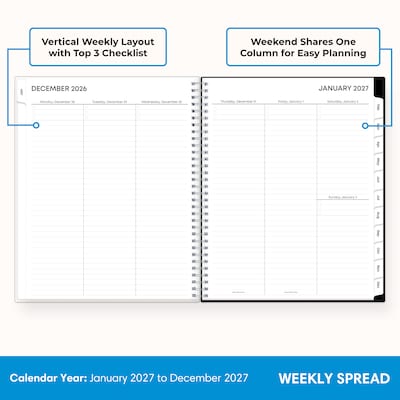 2027 Blue Sky 8.5 x 11 Weekly & Monthly Planner, Black/White (160989)