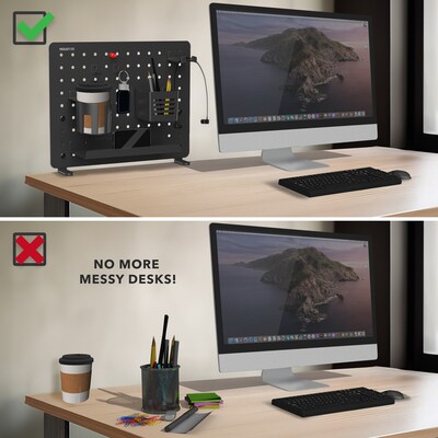 Mount-It! Clamp-On Pegboard Organizer with Accessories for Desks, Black (MI-7302BLK)