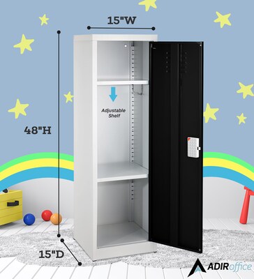 AdirOffice 48"H Single Tier Black Storage Locker (ADI629-01-BLK-DL)