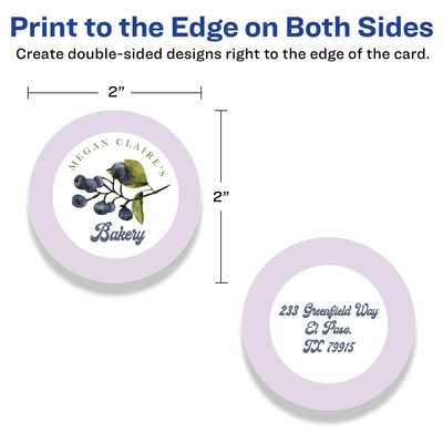 Avery Integrated Cards, 2" Dia., Matte White, 600/Box (95268)