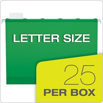 Pendaflex Ready-Tab Premium Reinforced Hanging File Folder, 5-Tab, Letter, Bright Green, 25/Box (42626)