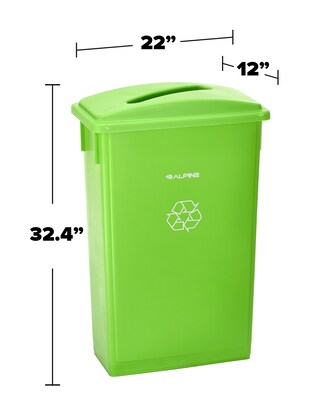Alpine Industries Polypropylene Recycling Bin, 23 Gallon, Lime Green , 3/Pack (ALP4778-4-LGRN-3)