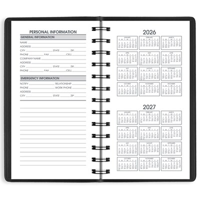 2026 AT-A-GLANCE 2.5" x 4.5" Weekly Planner, Faux Leather Cover, Black (70-035-05-26)