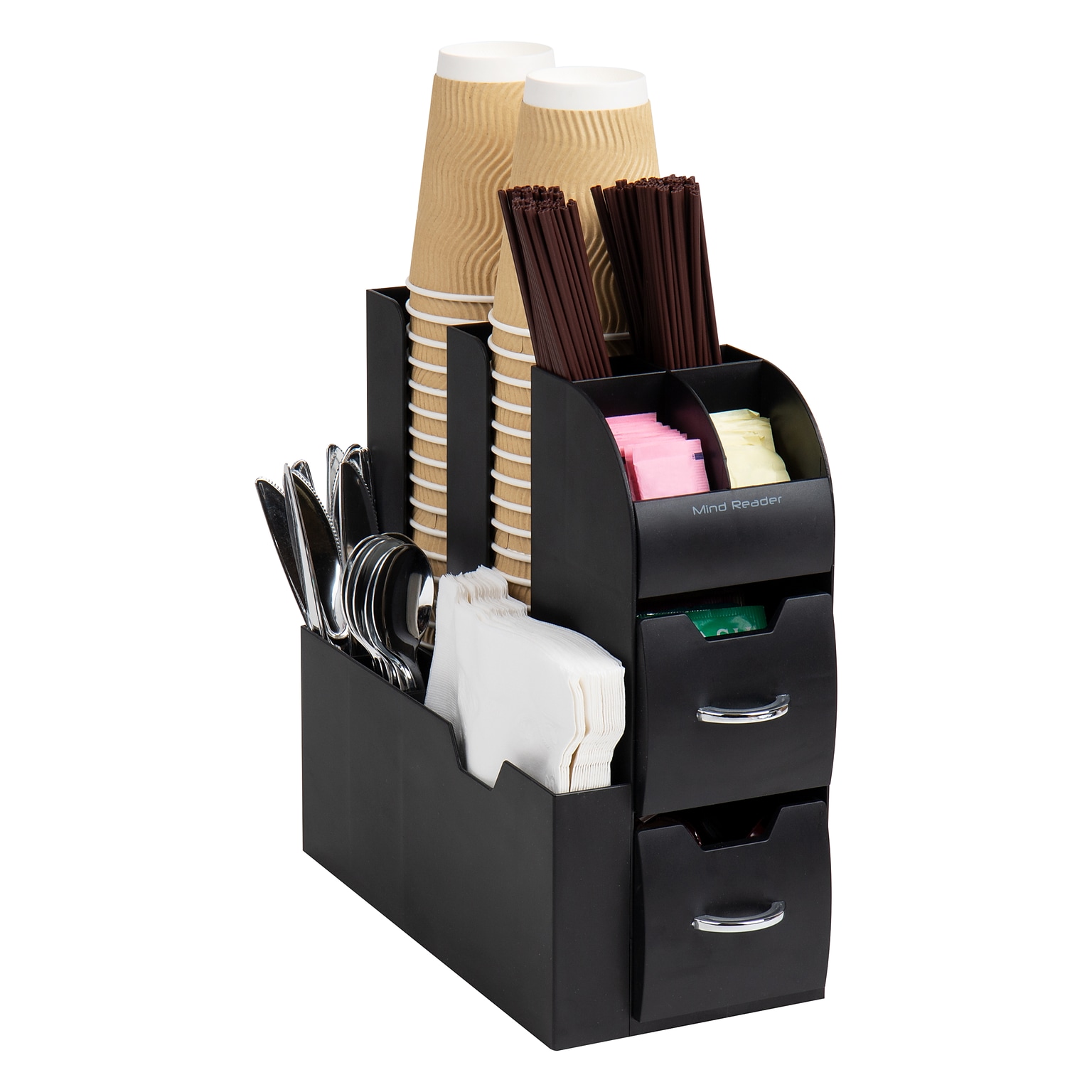 Mind Reader Anchor Collection 11 Compartment Coffee Pod and Condiment Organizer, Black (CAD01-BLK)