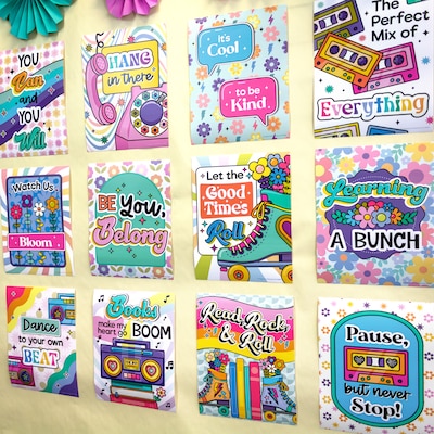 Carson Dellosa Happily Ever Elementary Retro Remix 8.5" x 11" Motivational Posters, 12/Pack (106080)