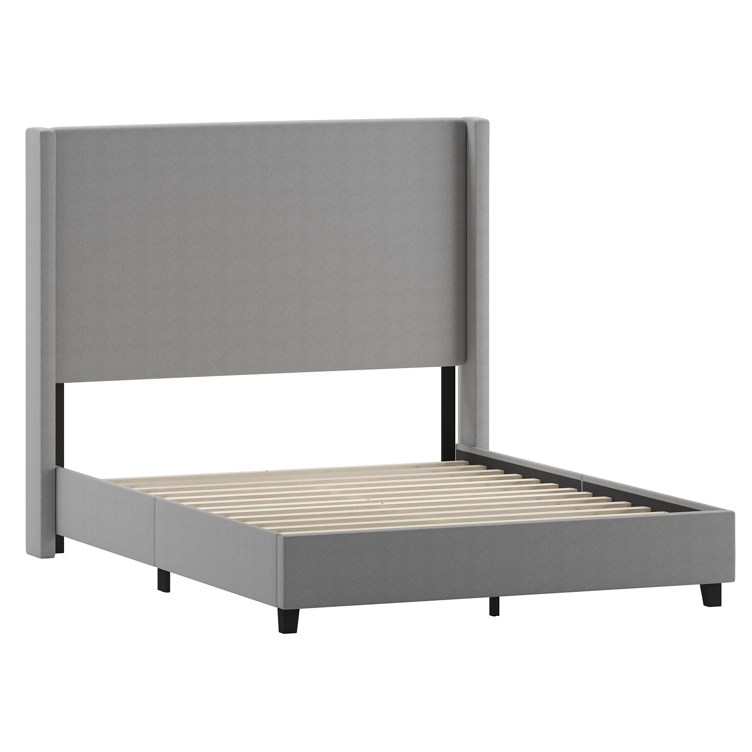 Flash Furniture Quinn Gray Upholstered Platform Bed with Headboard, Queen (YK1077GYQ)
