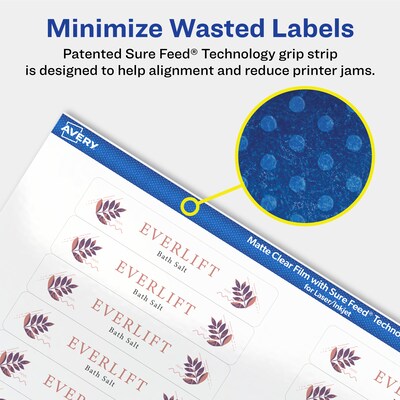 Avery Laser/Inkjet Rectangle Multipurpose Labels, 5/8" x 3", Clear, 320/Pack (94214)